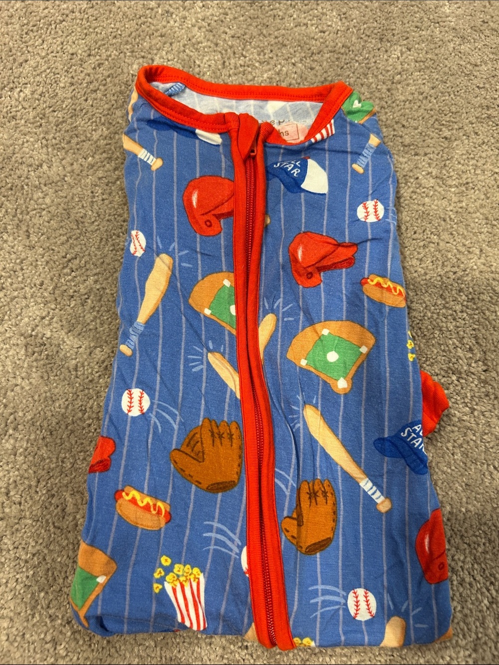 Little Sleepies Baseball Print Zippy